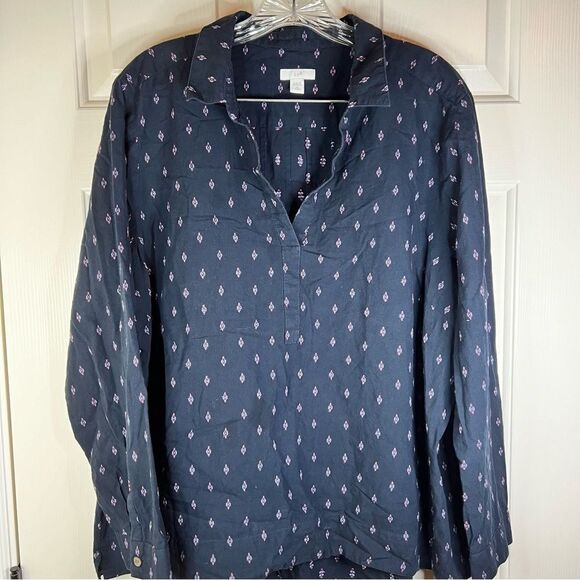 J.Jill Button Down Navy Blue XL Petite Top 100%‎ Cotton Flawless Condition - Picture 1 of 8